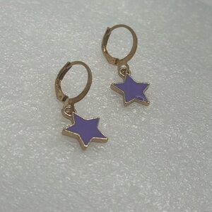 Gold Tone Purple Star Earrings - Celestial Chic, Y2K Aesthetic